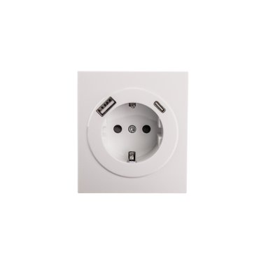 Фотография товара 'KR-78-0704-4 Розетка STRONG 1-ая с/з с/у з/ш 16А с USB A+C быстрой зарядки 5В/3А'