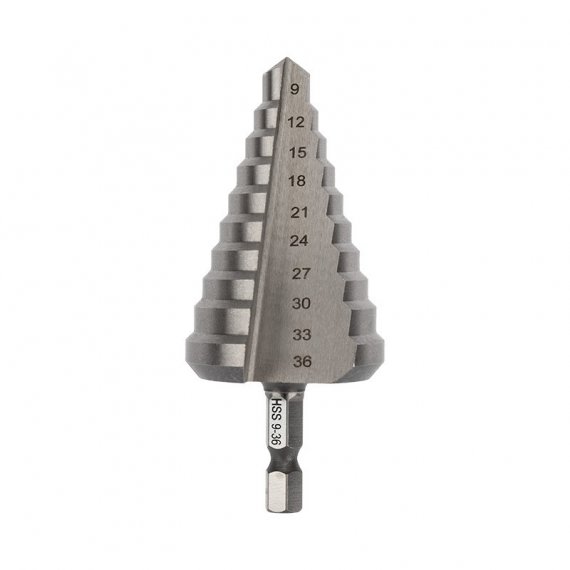 Фотография товара 'Kranz KR-12-6604 Сверло по металлу ступенчатое 9,0-36,0 мм 110 mm'