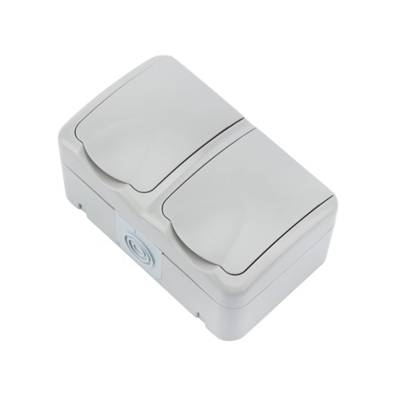 Фотография товара 'Kranz KR-78-0804 Блок горизонтальный 2 розетки (керамика) Mini OG IP54'