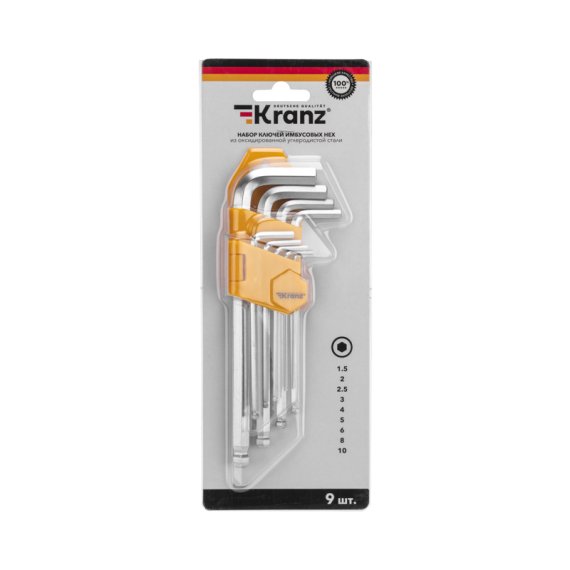 Фотография товара 'Kranz KR-12-5213 Набор ключей имбусовых HEX 2,0-12 мм, CrV'